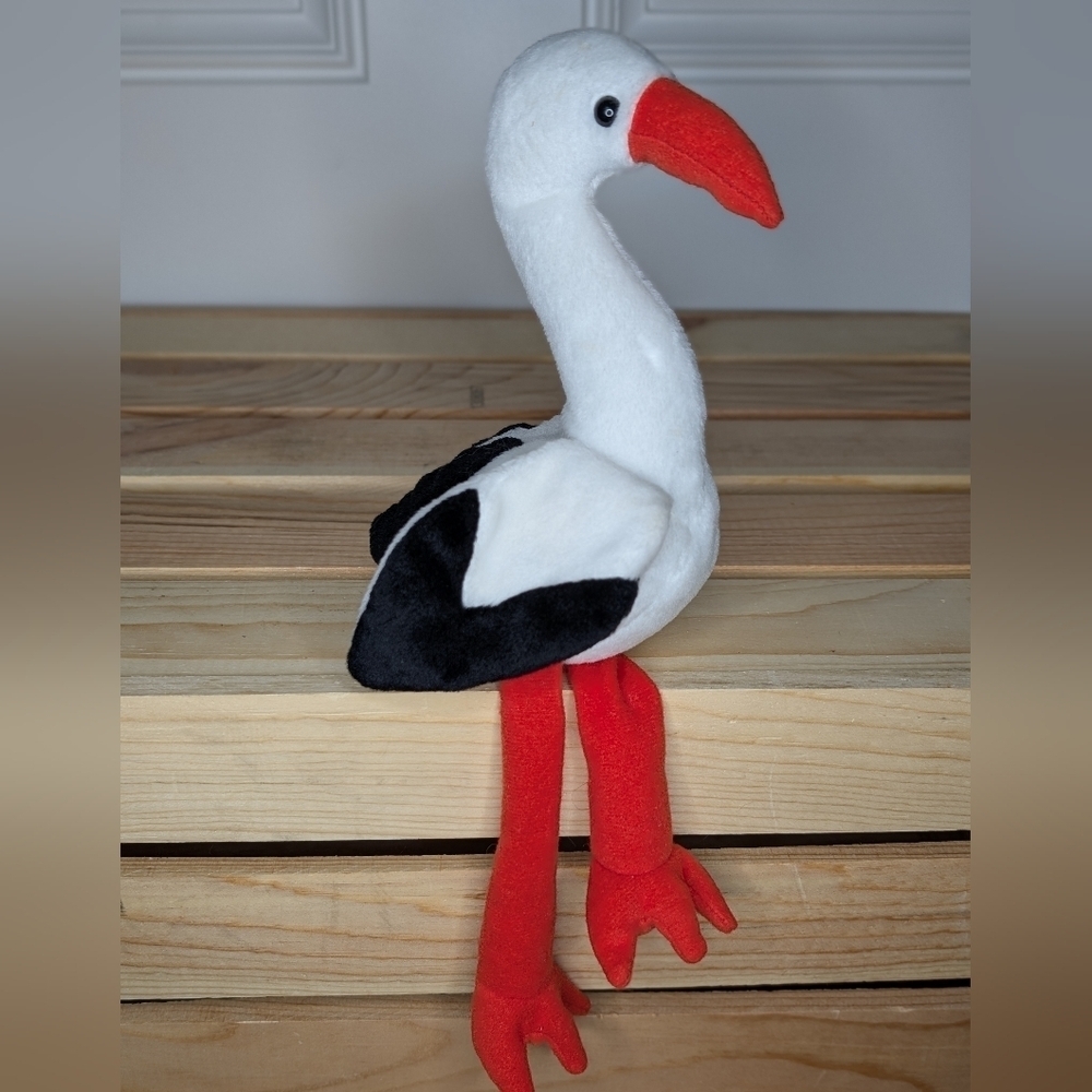 Vintage Ty Beanie Babies Stilts Crane 1999 Stuffed Animal Retired Orange Feet